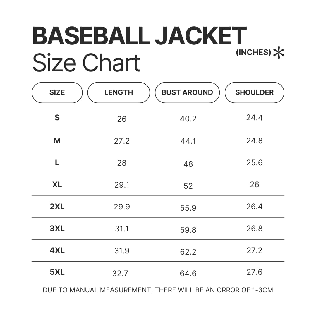 Baseball Jacket Size Chart - Melanie Martinez Music Shop