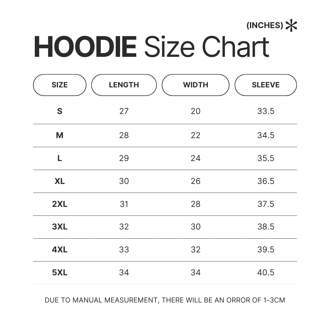 Hoodie Size Chart - Melanie Martinez Music Shop