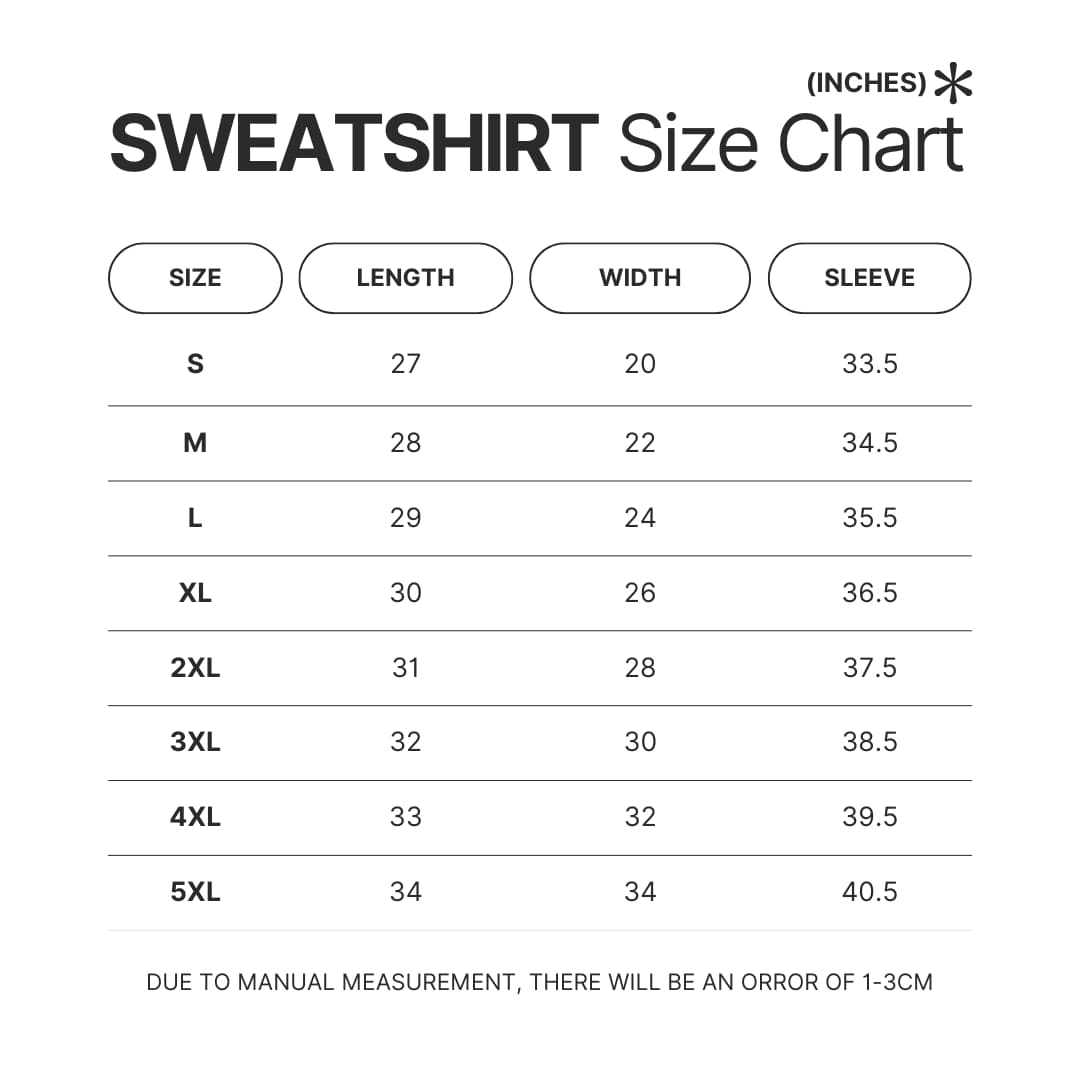 Sweatshirt Size Chart - Melanie Martinez Music Shop