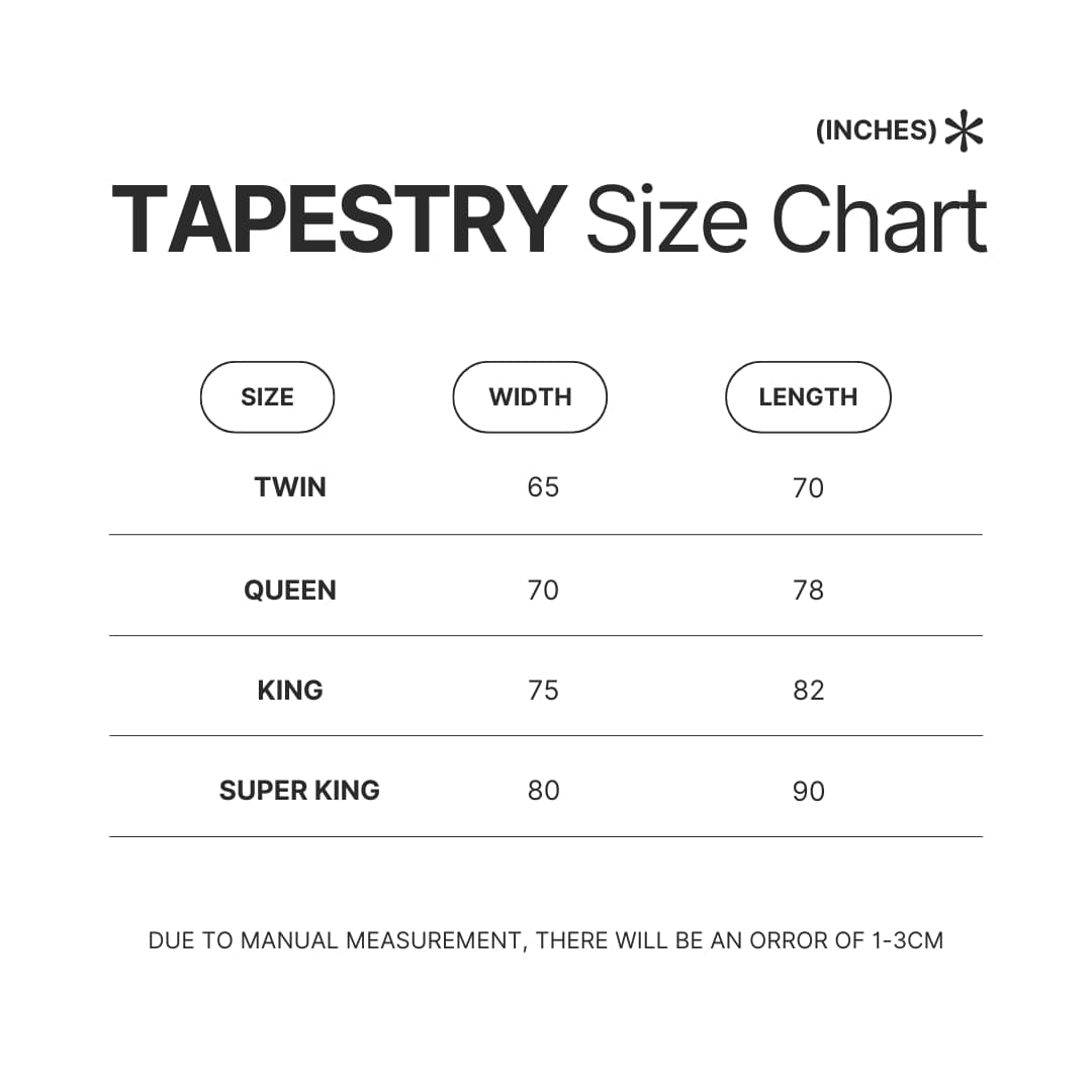 Tapestry Size Chart - Melanie Martinez Music Shop